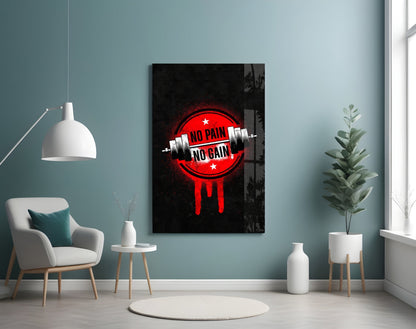 Red Circle Dumbbell Stencil Quote Glass Wall Art