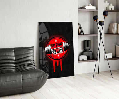Red Circle Dumbbell Stencil Quote Glass Wall Art