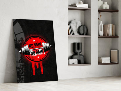 Red Circle Dumbbell Stencil Quote Glass Wall Art