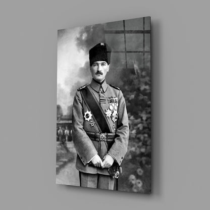 Ataturk Full Length Medals Portrait Glass Wall Art