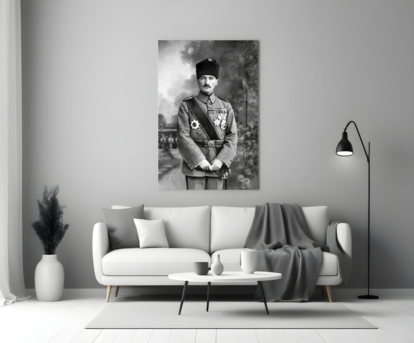 Ataturk Full Length Medals Portrait Glass Wall Art