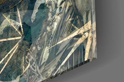 Golden Lips Botanical Collage Glass Wall Art