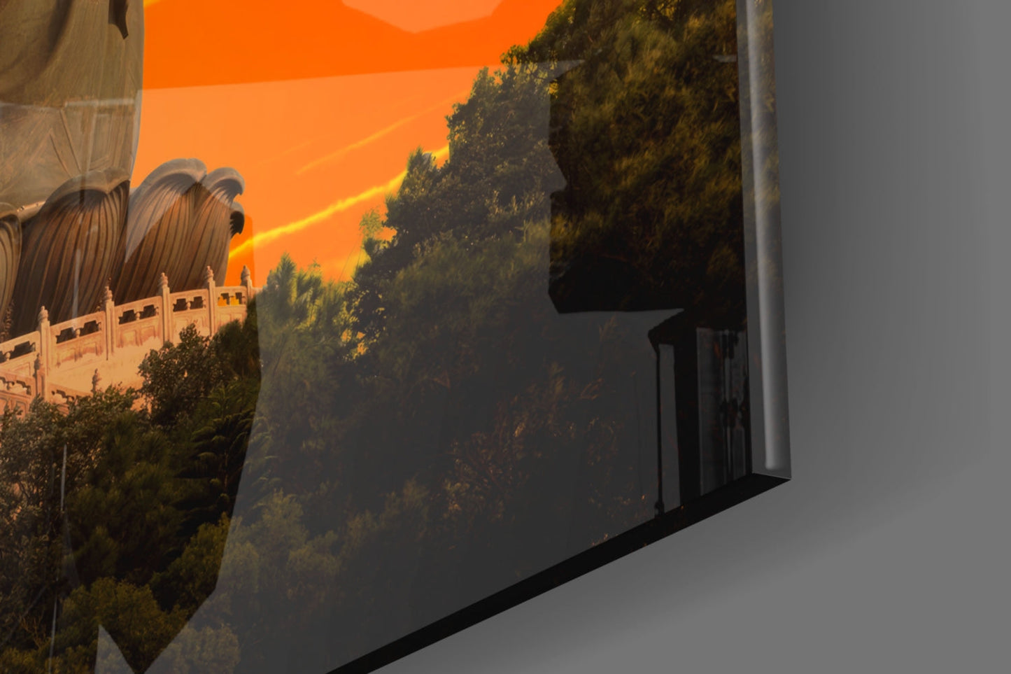Buddha at Sunset Glass Wall Art