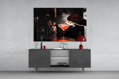 Bartender Mist Spray Red Cocktail Glass Wall Art