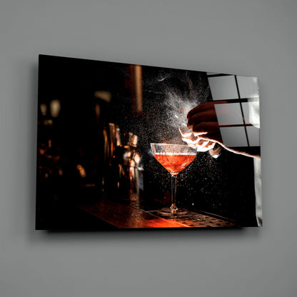 Bartender Mist Spray Red Cocktail Glass Wall Art
