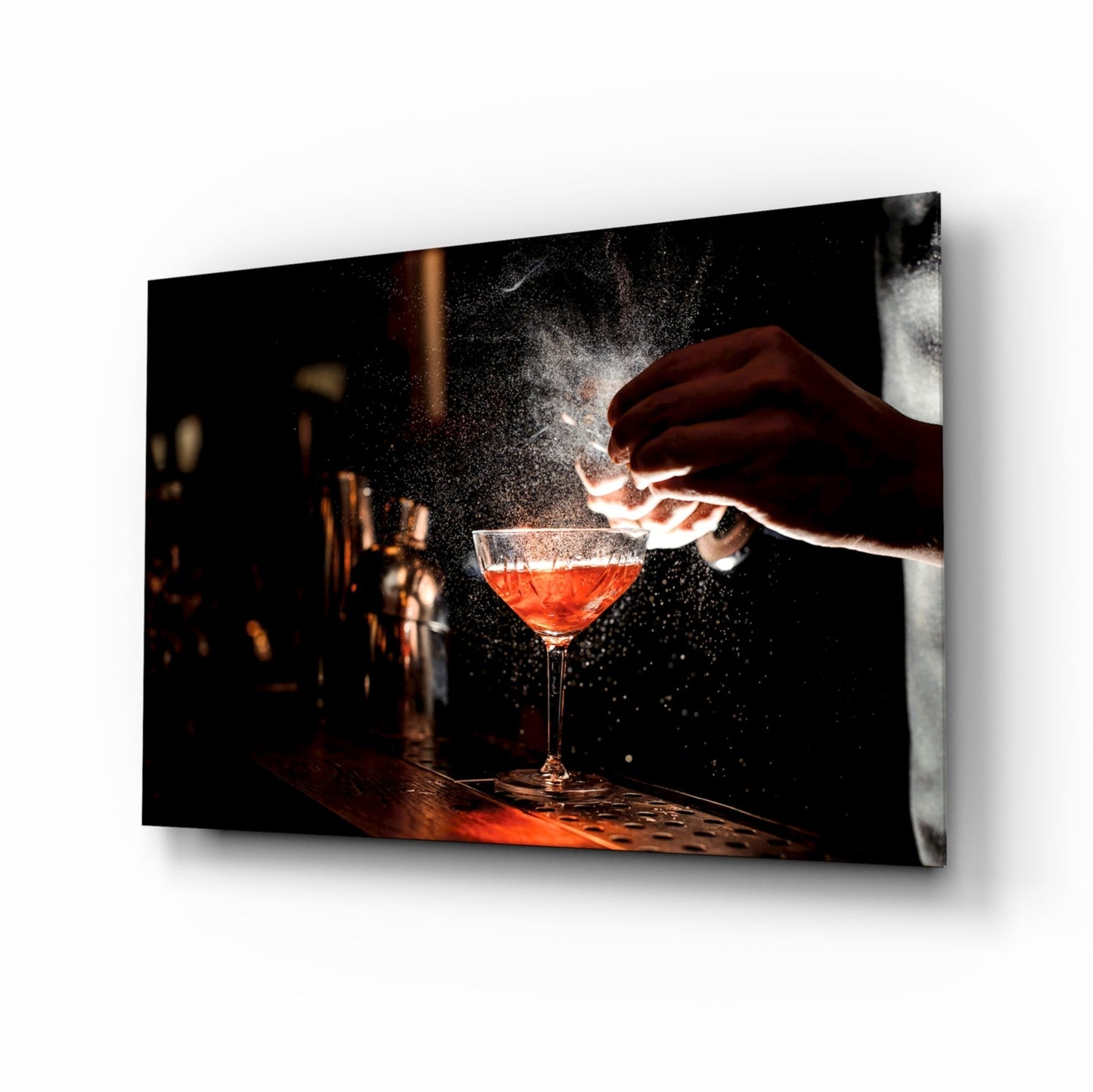 Bartender Mist Spray Red Cocktail Glass Wall Art