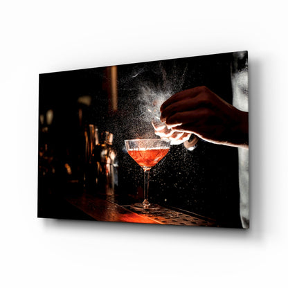 Bartender Mist Spray Red Cocktail Glass Wall Art