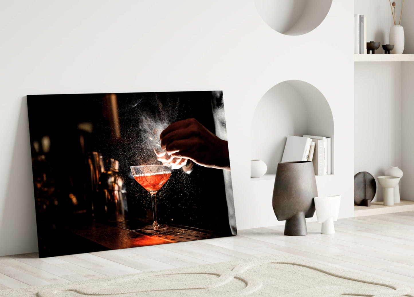 Bartender Mist Spray Red Cocktail Glass Wall Art