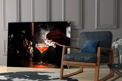 Bartender Mist Spray Red Cocktail Glass Wall Art