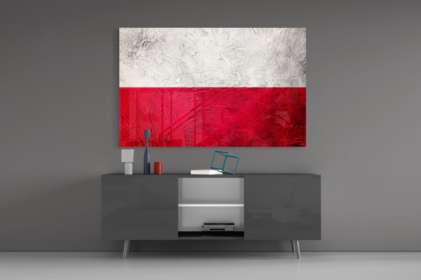 Painted Texture Flag of Poland Glass Wall Art