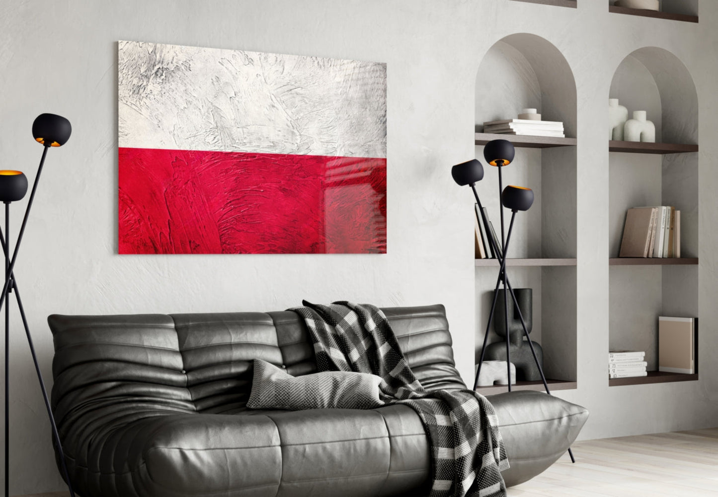 Painted Texture Flag of Poland Glass Wall Art