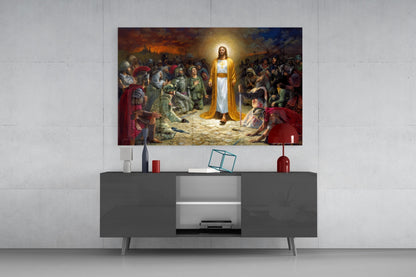 Golden Robe Among Soldiers Jesus Glass Wall Art