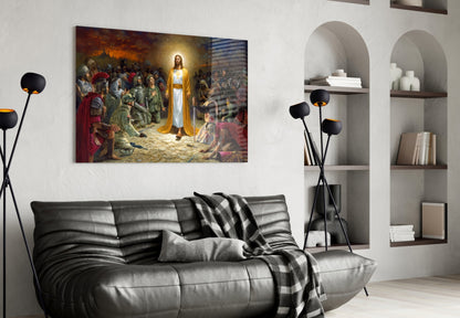 Golden Robe Among Soldiers Jesus Glass Wall Art