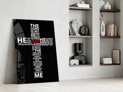 Psalm Typography Word Cross Glass Wall Art