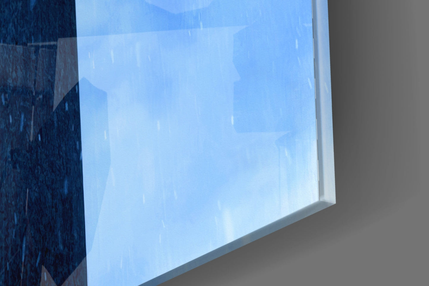 Blue Rain Stone Monument Cross Glass Wall Art