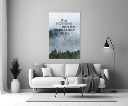 Nothing Impossible Misty Forest Verse Glass Wall Art