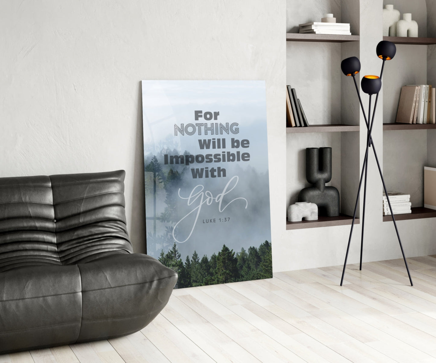 Nothing Impossible Misty Forest Verse Glass Wall Art