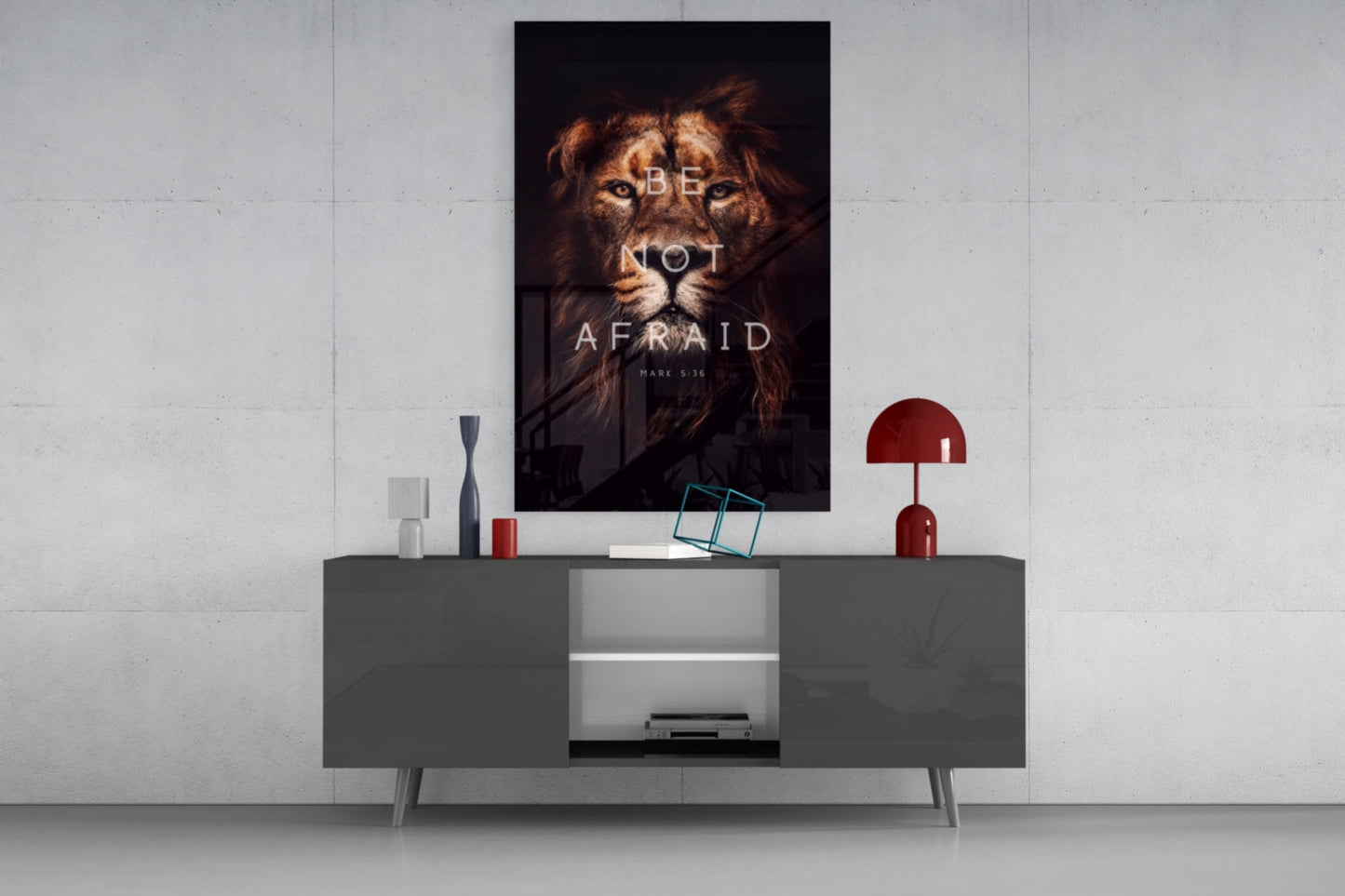 Be Not Afraid Lion Verse Glass Wall Art