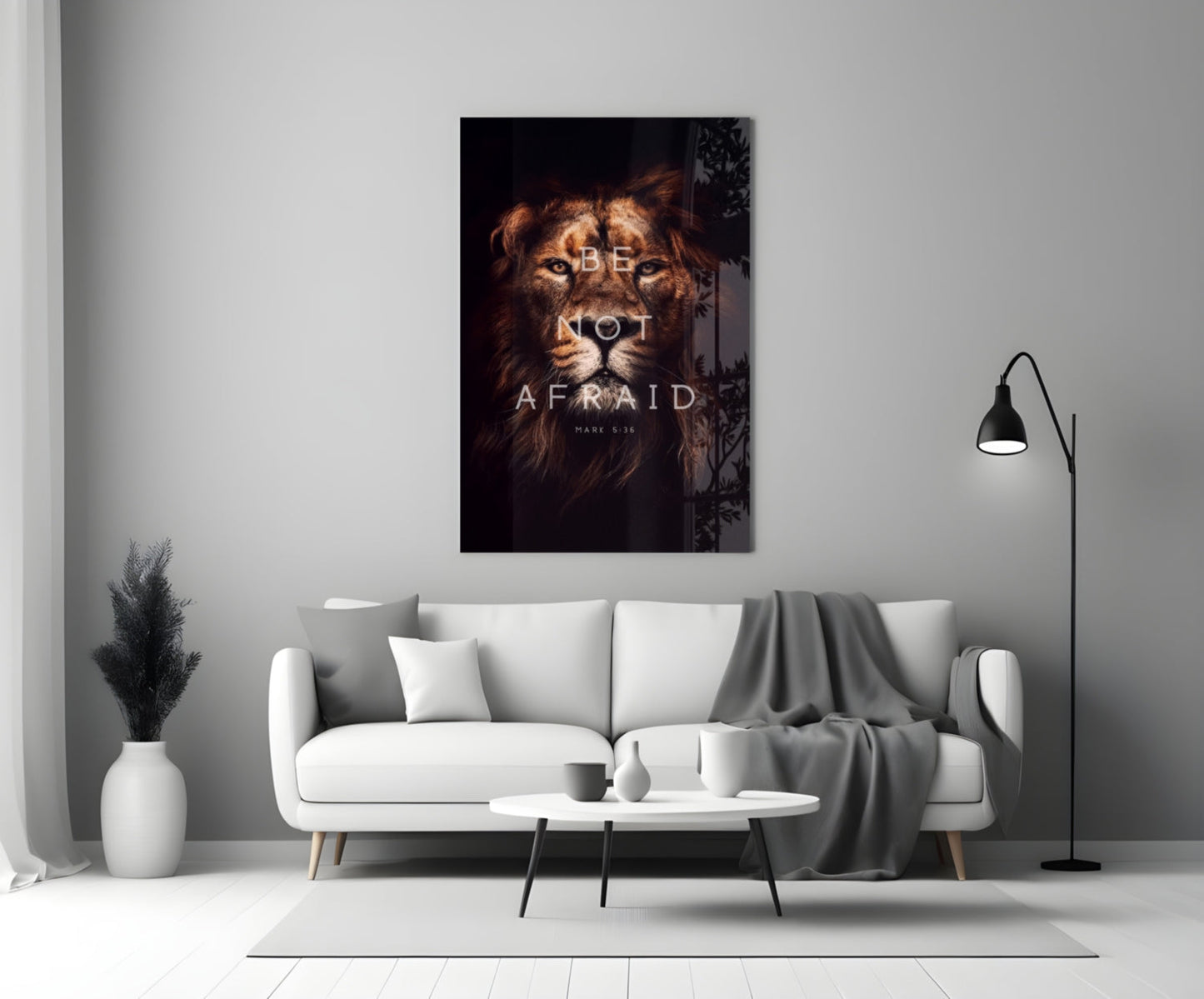 Be Not Afraid Lion Verse Glass Wall Art