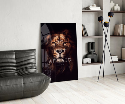 Be Not Afraid Lion Verse Glass Wall Art