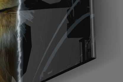 Glowing Cross Faith Lion Glass Wall Art