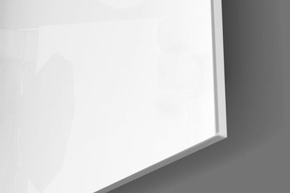 Close-up angled view of white frosted glass panel with subtle female silhouette shadow visible against bright backlit surface.