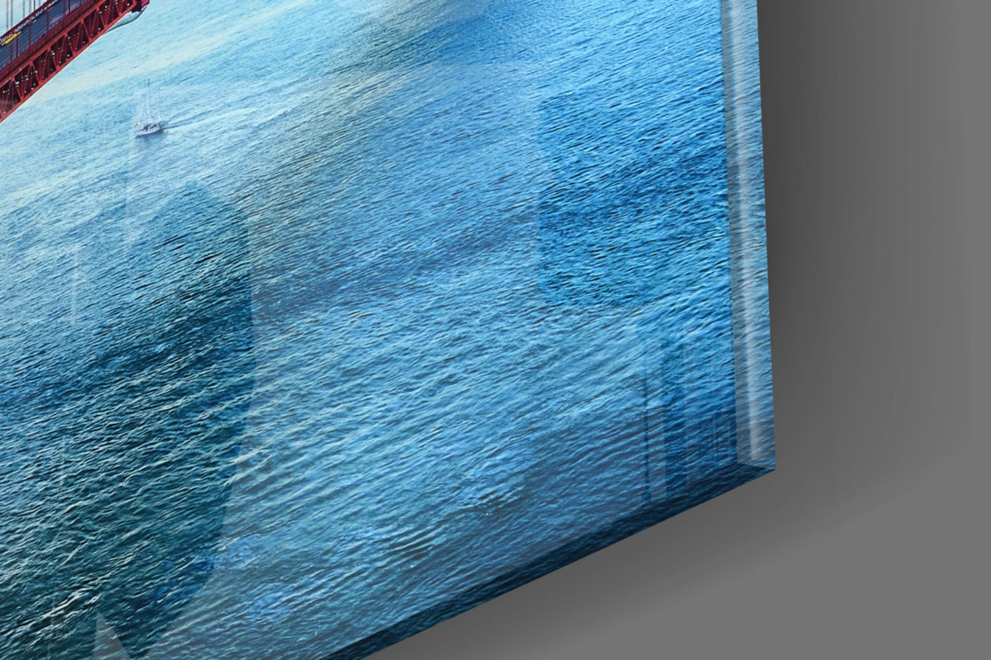 Golden Gate Bridge at Dusk Over Bay Glass Wall Art