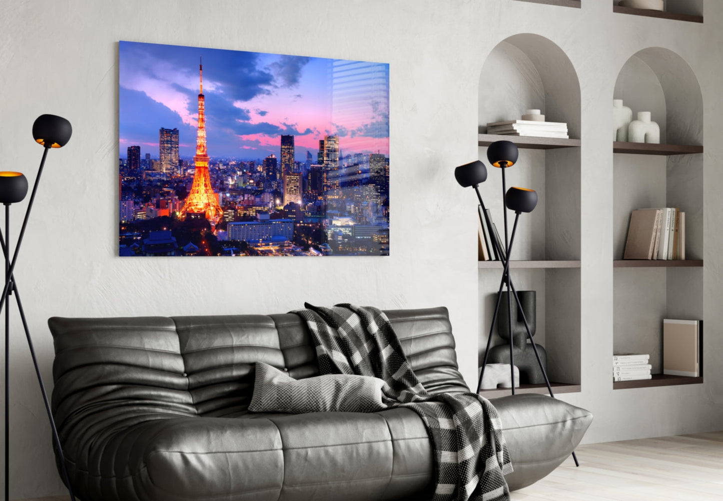Tokyo Tower Twilight Glass Wall Art