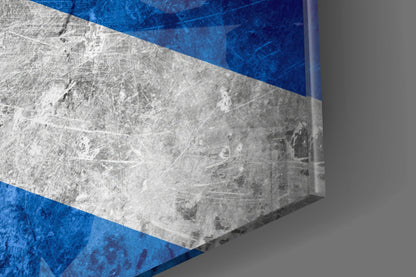 Weathered Concrete Blue Saltire Scotland Flag Glass Wall Art