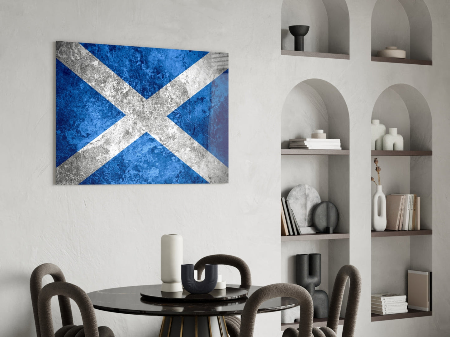 Weathered Concrete Blue Saltire Scotland Flag Glass Wall Art