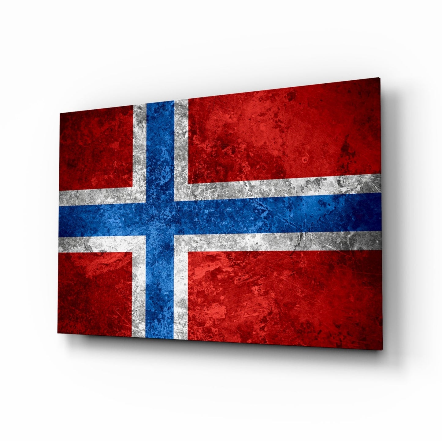 Stone Texture Norway Nordic Cross Flag Glass Wall Art