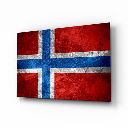 Stone Texture Norway Nordic Cross Flag Glass Wall Art