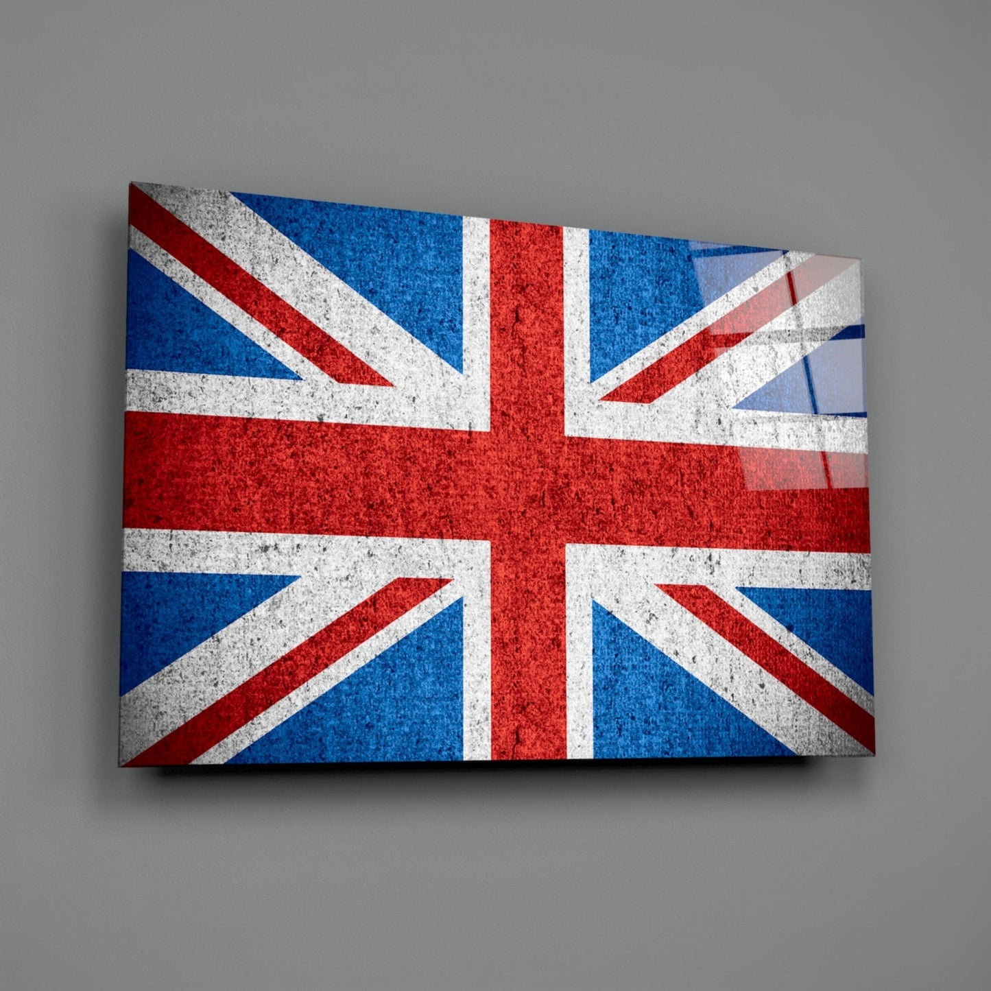 Concrete Wall Bright Union Jack Flag Glass Wall Art