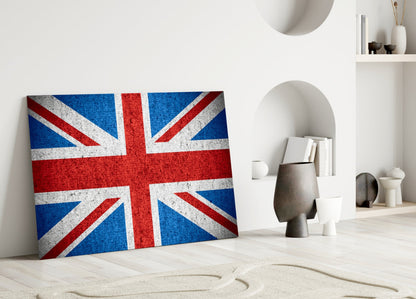 Concrete Wall Bright Union Jack Flag Glass Wall Art