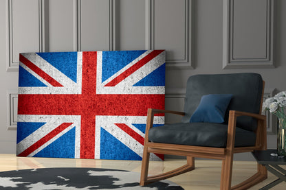 Concrete Wall Bright Union Jack Flag Glass Wall Art