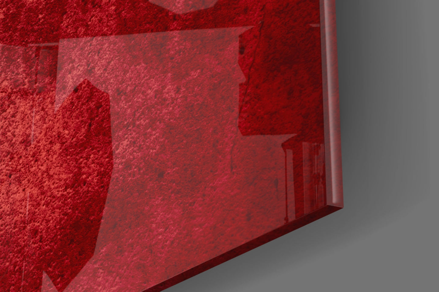 Deep Crimson Grunge Peru Coat of Arms Flag Glass Wall Art