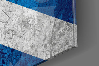 Scratched Metal Distressed Scotland Flag Glass Wall Art