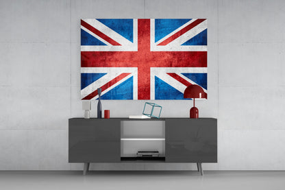 Faded Distressed Union Jack Flag Glass Wall Art