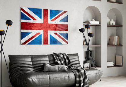 Faded Distressed Union Jack Flag Glass Wall Art