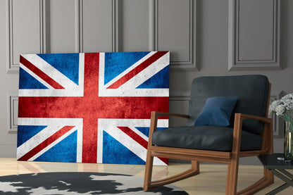 Faded Distressed Union Jack Flag Glass Wall Art