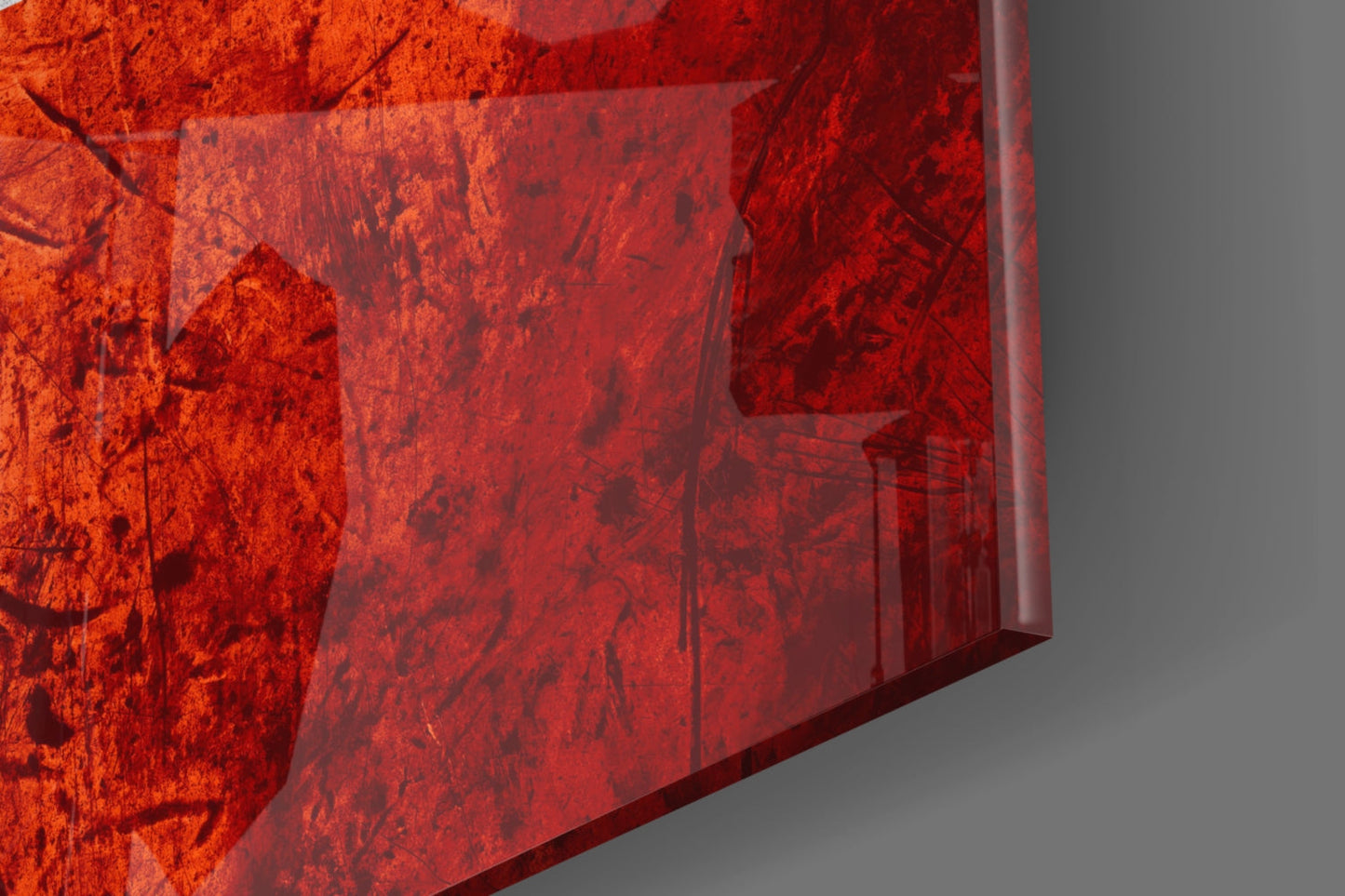Bright Orange Scratched Swiss Cross Flag Glass Wall Art