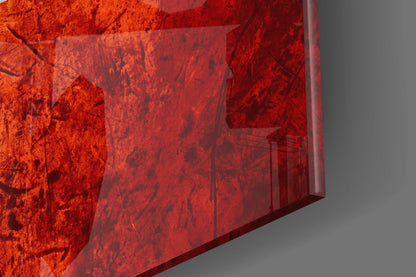 Bright Orange Scratched Swiss Cross Flag Glass Wall Art