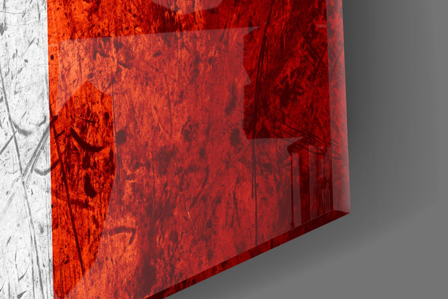 Scratched Orange Red Peru Emblem Flag Glass Wall Art