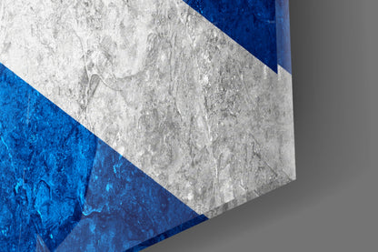 Icy Marble Deep Blue Scotland Flag Glass Wall Art