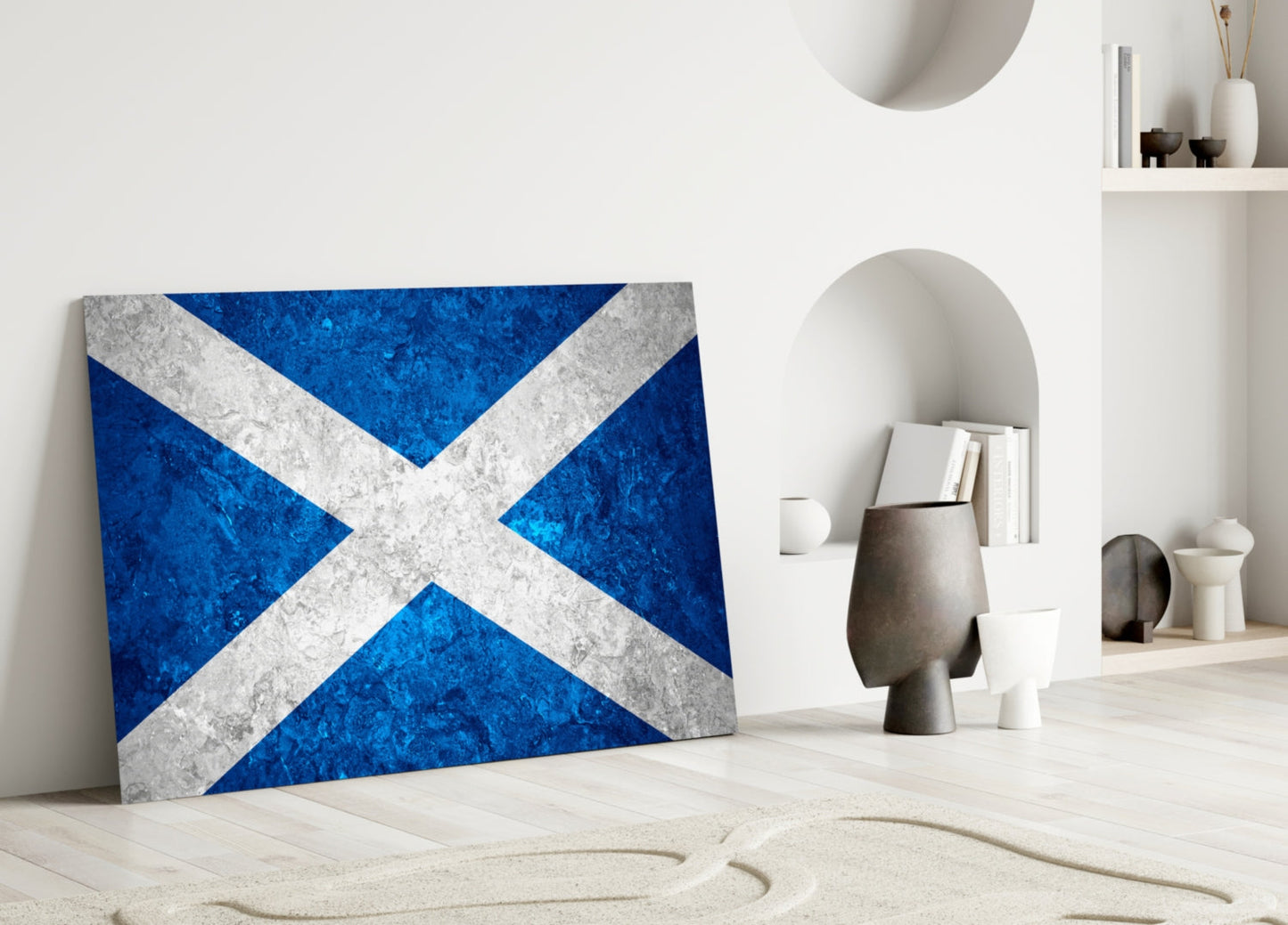 Icy Marble Deep Blue Scotland Flag Glass Wall Art