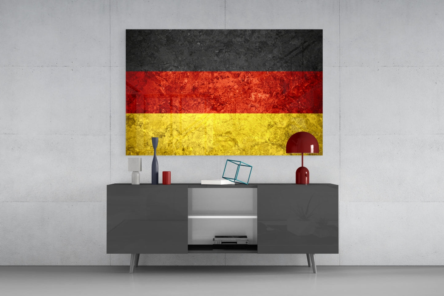 German Flag Stone Texture Glass Wall Art