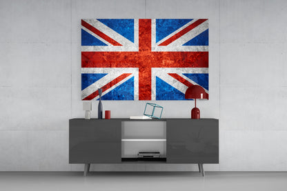 Fiery Orange Cross Bright Union Jack Glass Wall Art