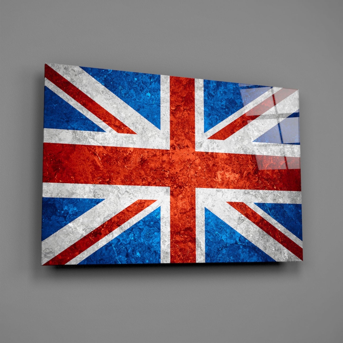 Fiery Orange Cross Bright Union Jack Glass Wall Art