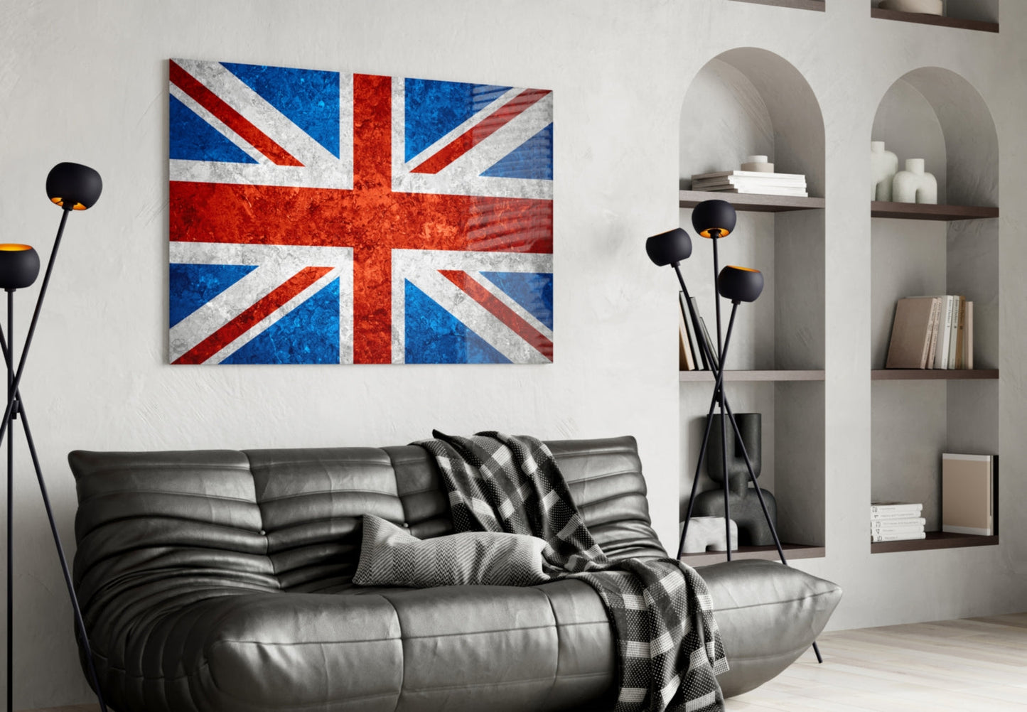 Fiery Orange Cross Bright Union Jack Glass Wall Art