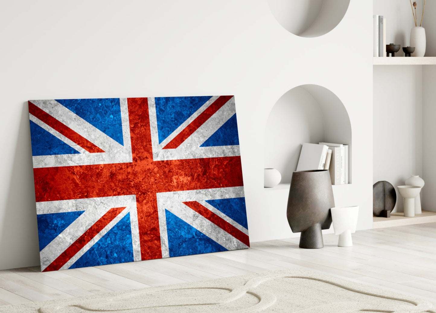 Fiery Orange Cross Bright Union Jack Glass Wall Art